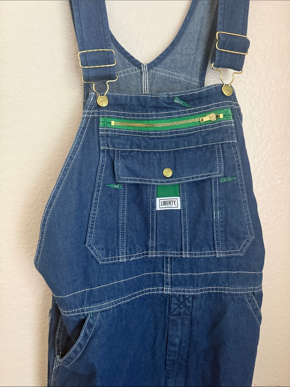 Free People vintage liberty Blue Denim Overalls Sz 34x30 Anna Corinna - Picture 5 of 10
